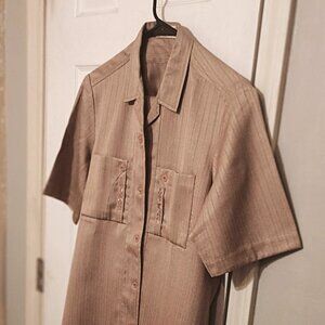 Prince Men 2 Peice Tan Short Sleeve Shirt & Pants Set      Small
